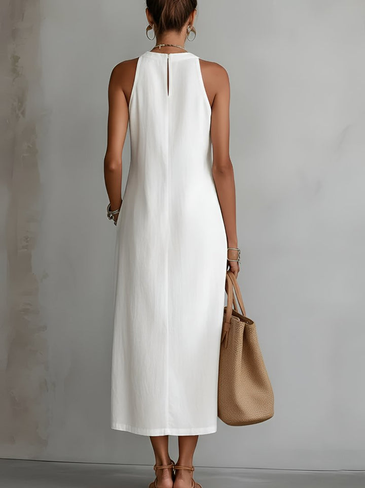 Bequemes, vielseitiges Damen Midi-Kleid ärmellos mit Stickerei; ideal als Sommerkleid oder für festliche Events.
