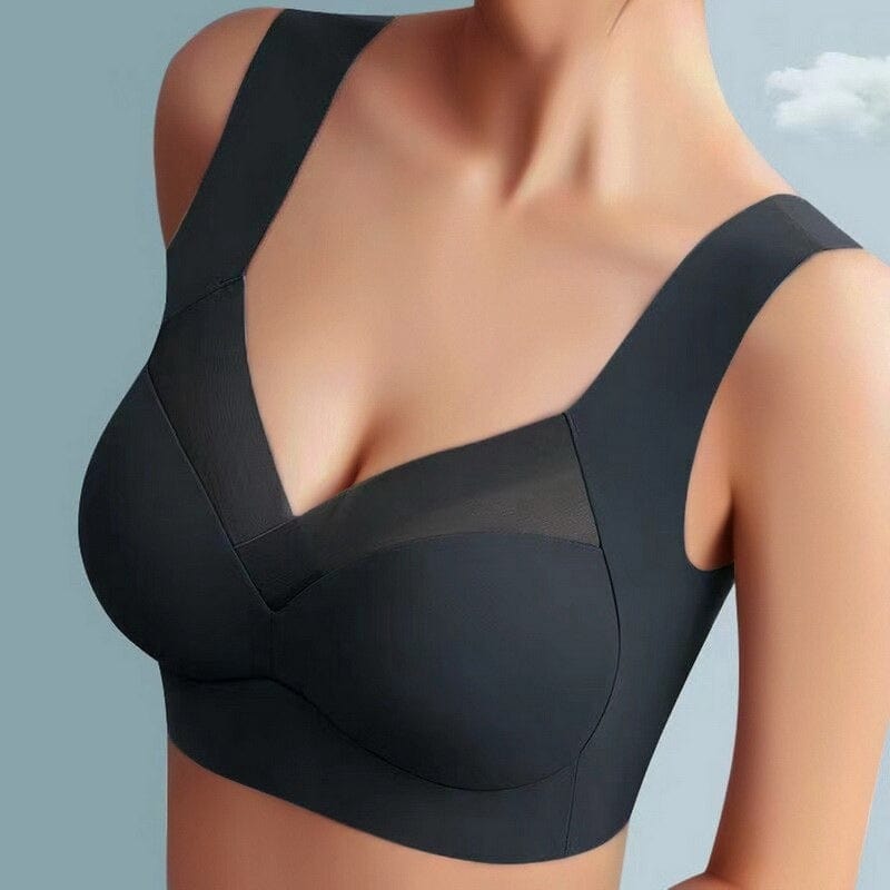 Nahaufnahme eines weichen, nahtlosen Damen-Seiden-BHs, der den Push-up Effekt und Materialqualität zeigt.