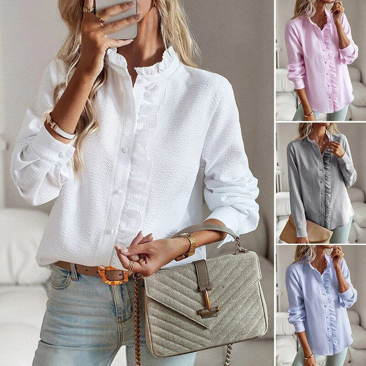Stilvolle Damen Streifenbluse Sophia. Langarm-Design, perfekt für den Übergang. Bequem & chic.
