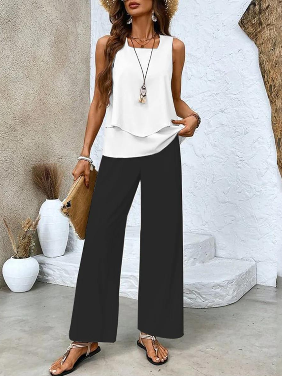 Modisches Damen Tweed Set, stilvoller Zweiteiler für den Sommer. Trendiges Sommer-Outfit, elegant & bequem.