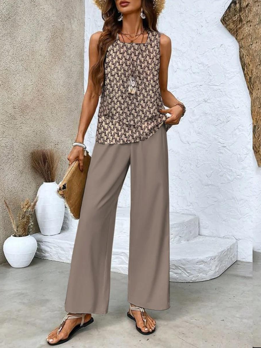 Damen Tweed Set, stilvoller Zweiteiler für Damen. Komfortables Sommer-Outfit, ideal für elegante Freizeitmode.