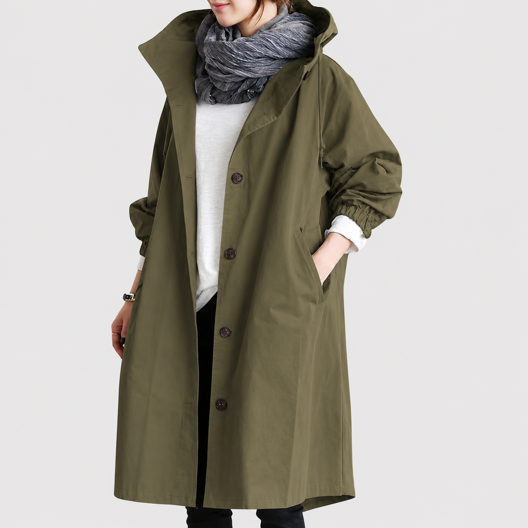 Funktionale und elegante Damen-Outdoorjacke, wasserdicht, mit praktischen Taschen, für herbstliche Tage.