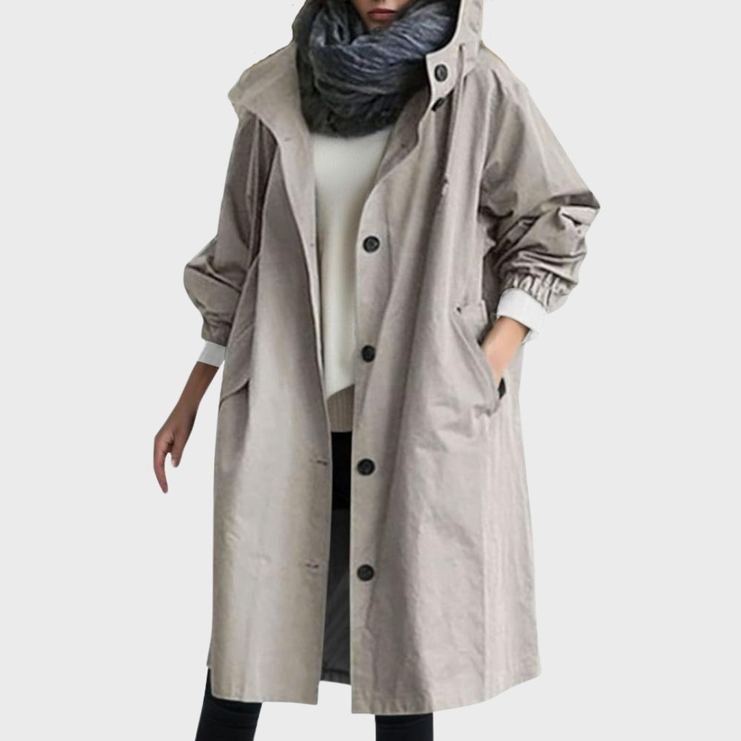 Damen wasserdichte Herbstjacke in elegantem Design, ideal für regnerische Tage im Herbst.
