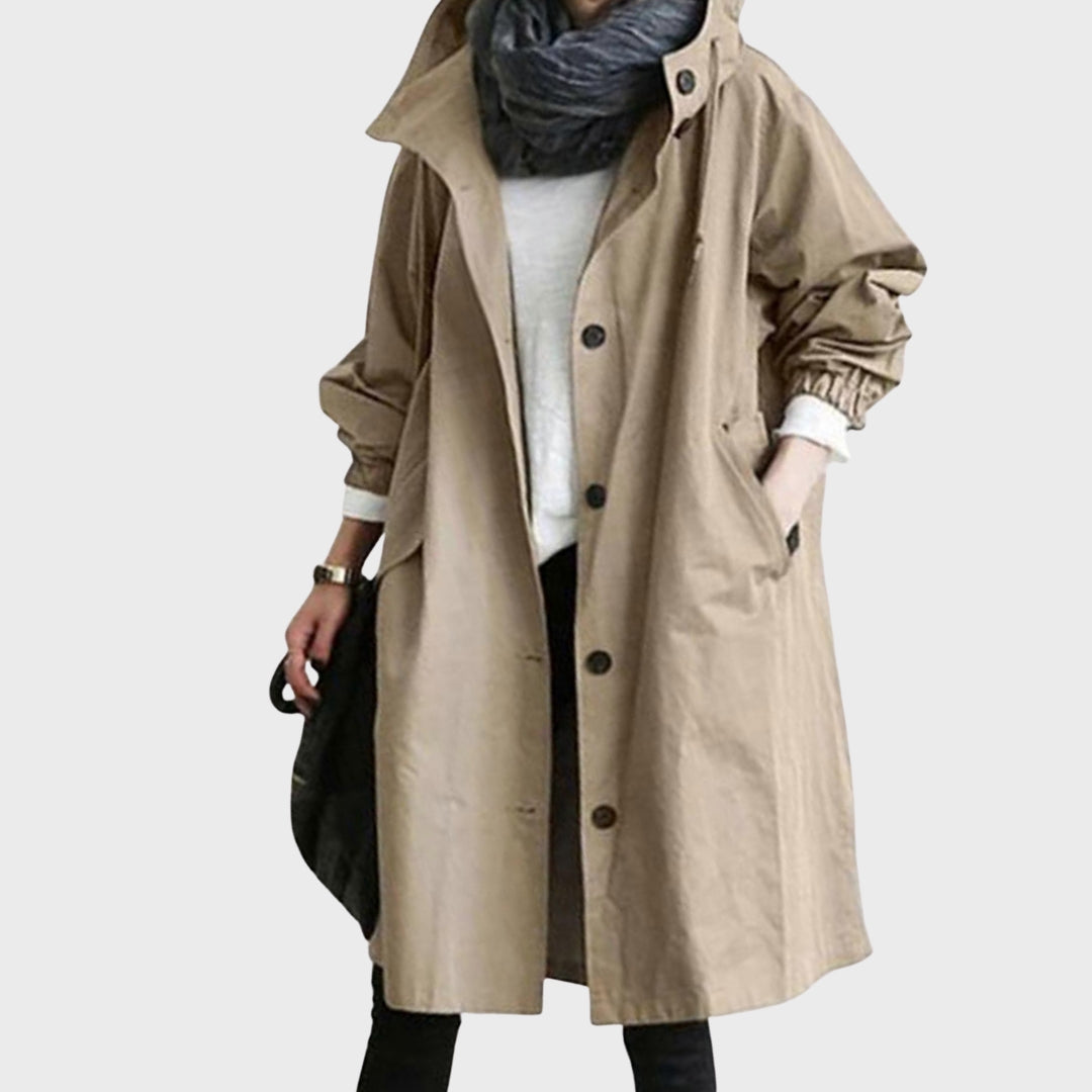 Moderne Damen-Übergangsjacke, wasserdicht und pflegeleicht, schützt stilvoll vor Regen.