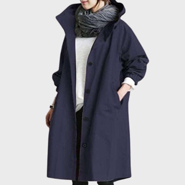 Leichte, wasserdichte Damen-Herbstjacke in klassischem Schwarz, stilvoll und funktional.