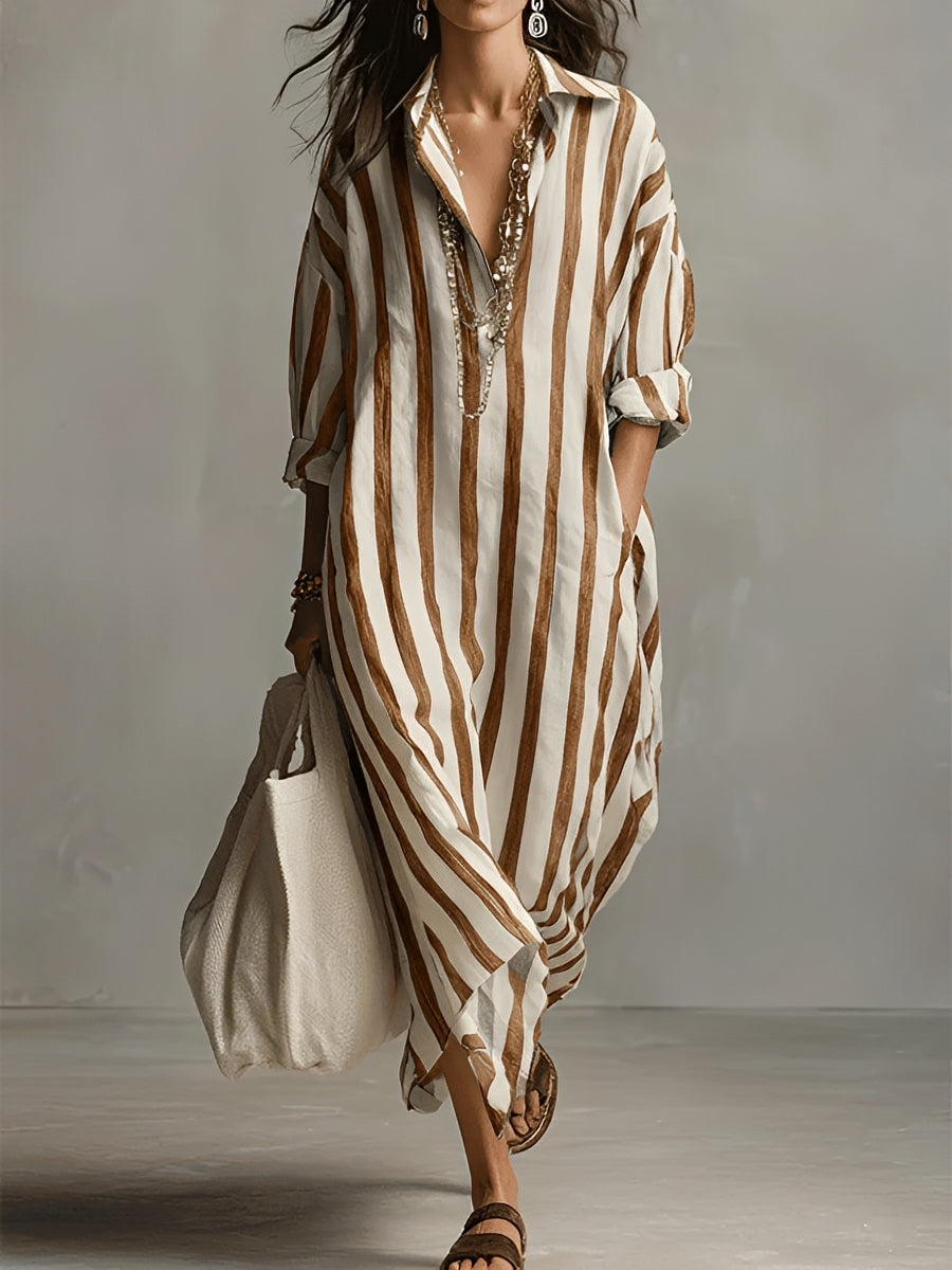 Elegantes und weites Damen Hemdblusenkleid Greta. Ein vielseitiges Oversize-Kleid, perfekt für Freizeit oder Büro.