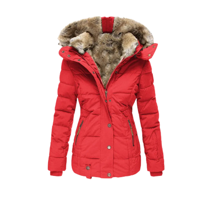 Warme Damen Outdoor-Winterjacke, wasserdicht mit Kapuze; ideal für Wandern und kalte Wintertage.