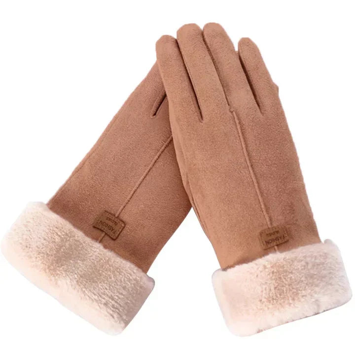 Warme Damenhandschuhe in Schwarz, modisch & touchscreen-kompatibel für den Winter.