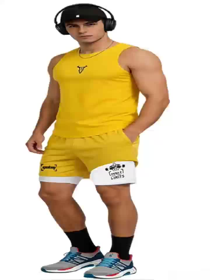 Sommerliches Herren Workout-Set: Sportliches Tanktop und Shorts für maximalen Komfort beim Sport.
