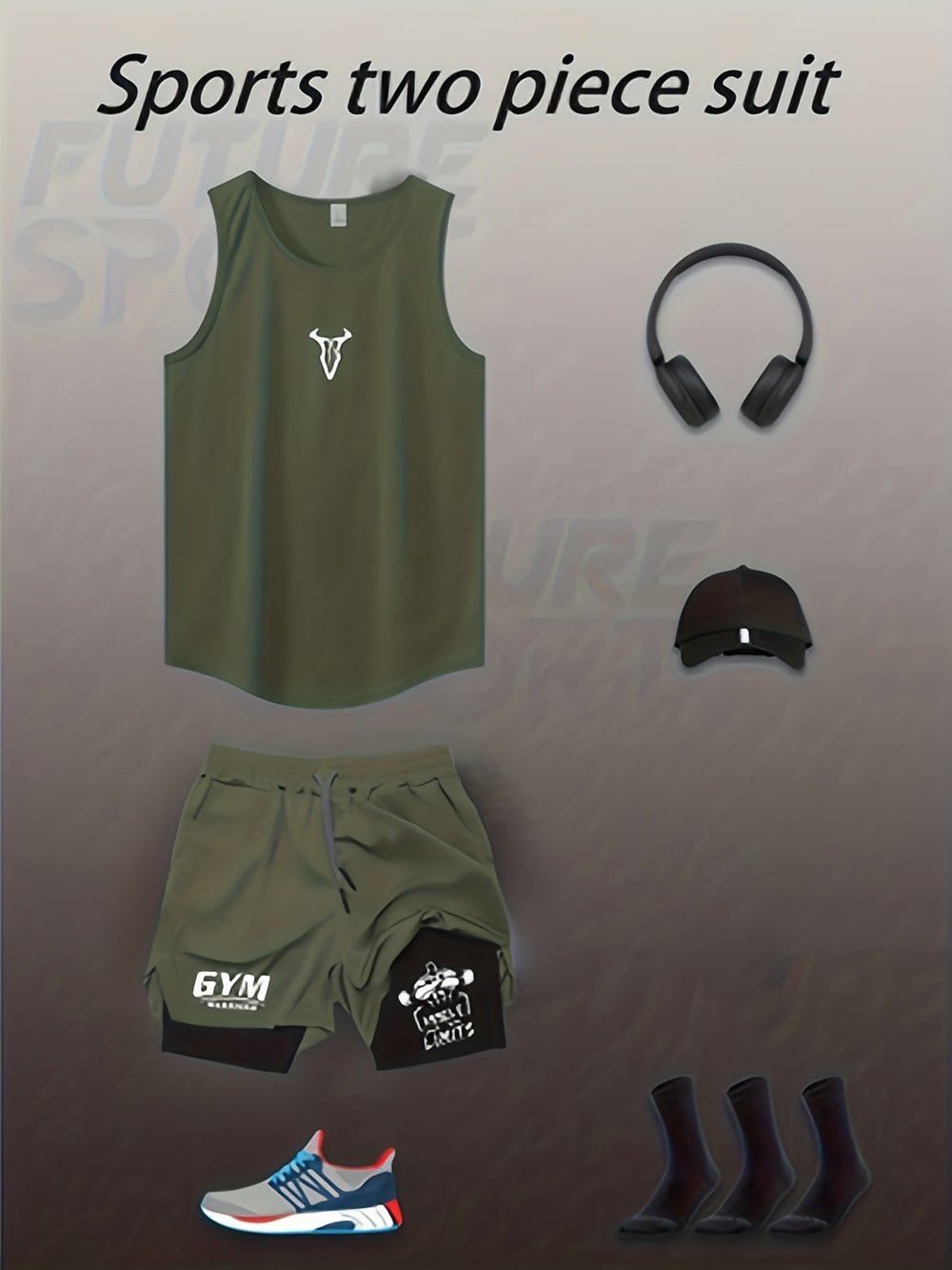 Sportliches Herren Trainingsset: Atmungsaktives Tanktop und bequeme Shorts für intensive Workouts.
