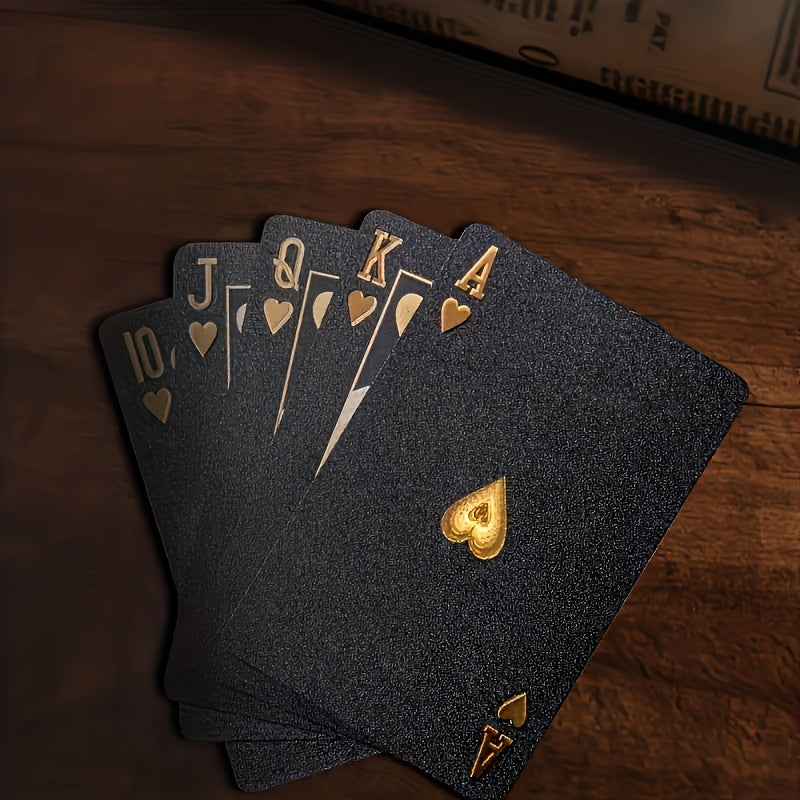 Luxuriöse schwarze wasserdichte Spielkarten aus Kunststoff für Poker & Kartenspiele, langlebig & flexibel.