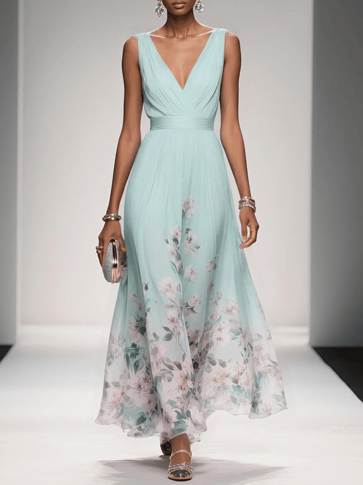 Fließendes, leichtes Damen Maxikleid mit Blumenprint. Luftig & modern für heiße Sommertage & entspannte Freizeit.