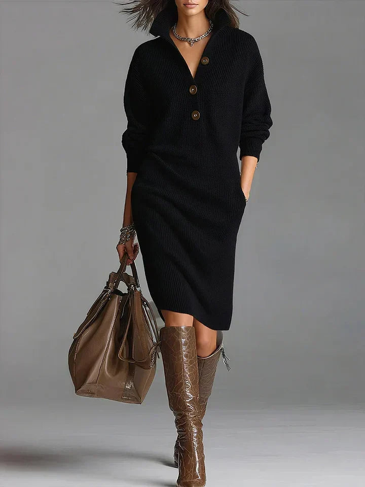 Festliches Damen Midikleid mit Rippstruktur und eleganter Knopfleiste, ein modisches Kleid für jede Gelegenheit.