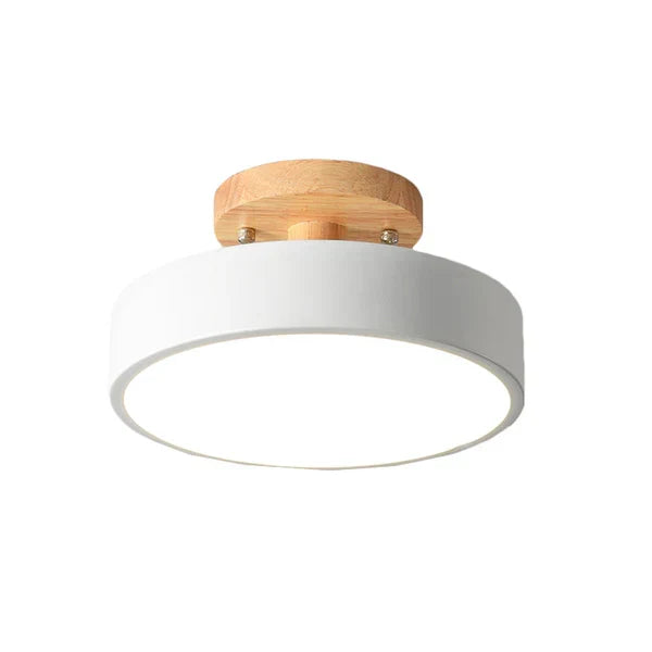 Moderne Holz- & Metall Deckenleuchte, LED-beleuchtet, ideal für Flur. Skandinavisches Design, dreifarbiges Licht.