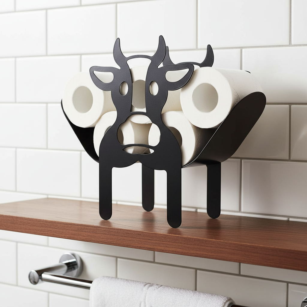 Dekorativer Toilettenpapierhalter mit Tiermotiv für das Badezimmer, wandmontiert. Aus robustem Edelstahl.