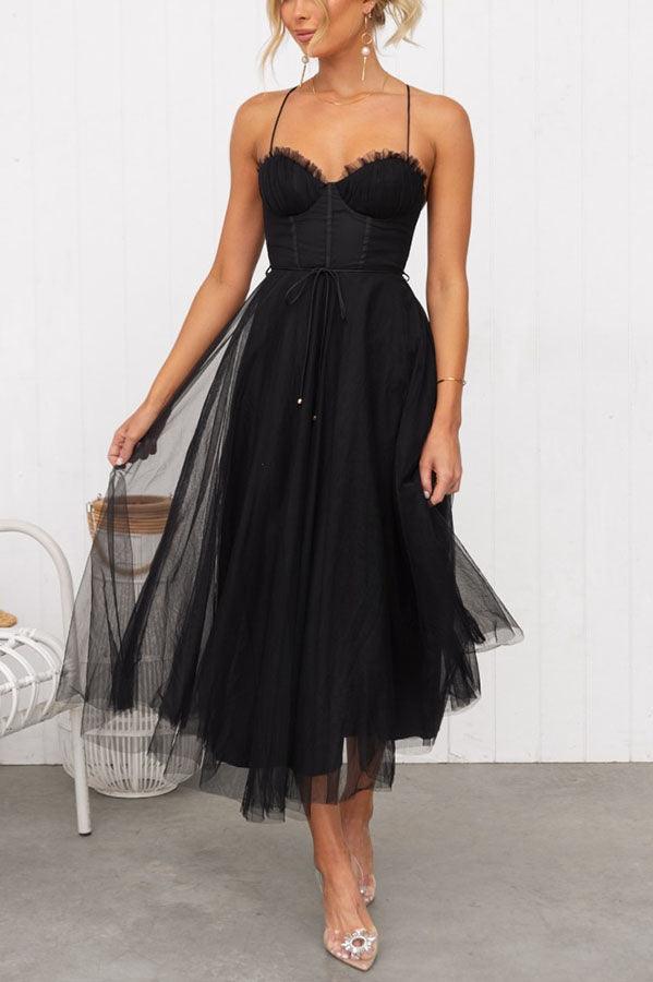 Rückansicht: Elegantes Damen Trägerkleid, Maxikleid, knöchellang, ärmellos.