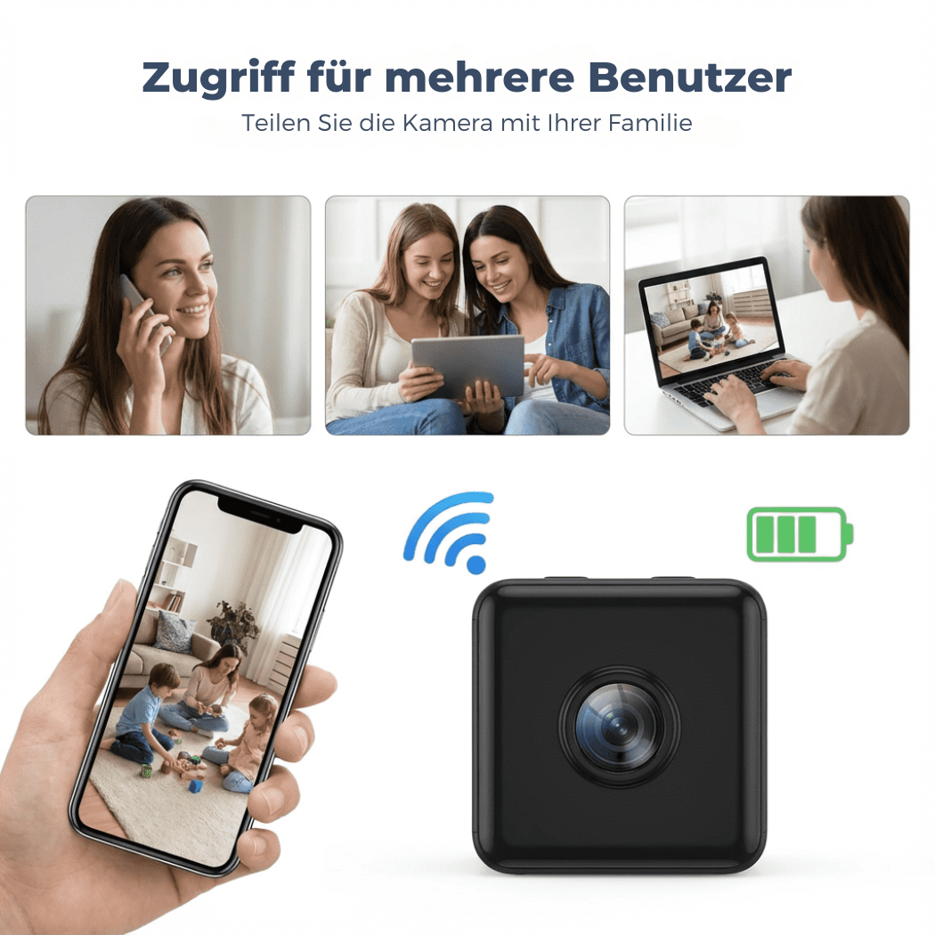 Kompakte Sicherheitskamera 1080P mit WLAN für einfache, diskrete Überwachung im gesamten Zuhause.