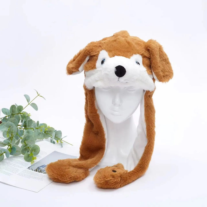 Elefanten-Tierhut mit beweglichen Ohren, flauschig & bequem, perfekt für kalte Tage.
