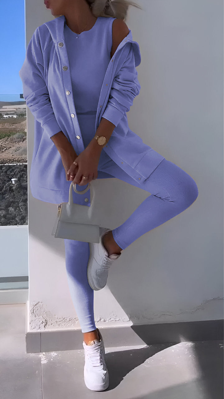 Komplettes Damen Lounge-Set mit Kapuzensweatshirt, weich & atmungsaktiv.