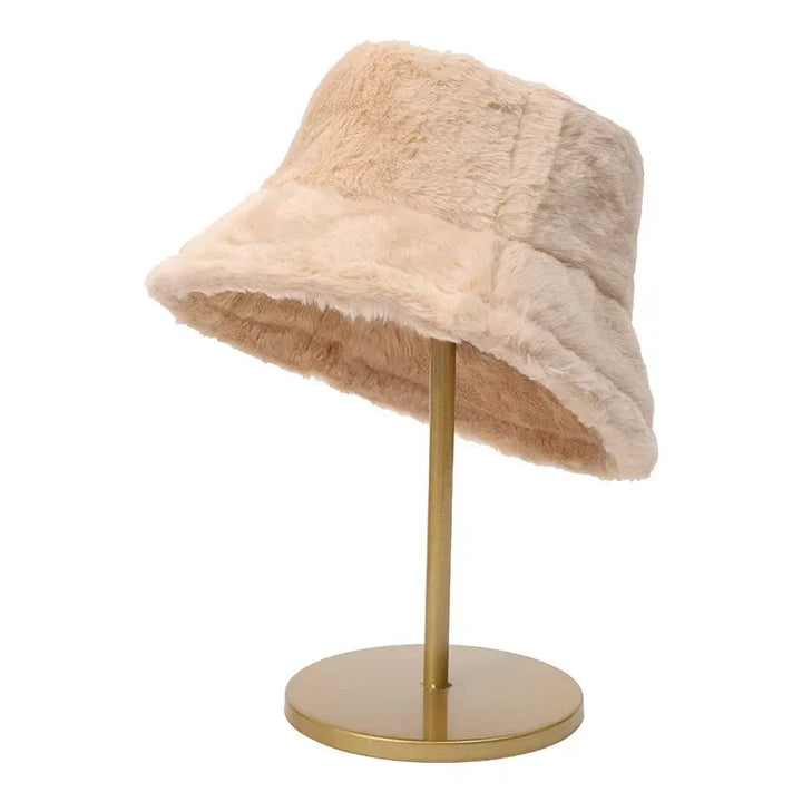 Stilvoller Kunstpelz Eimerhut für Damen, weich & bequem, perfekt für Herbst/Winter.