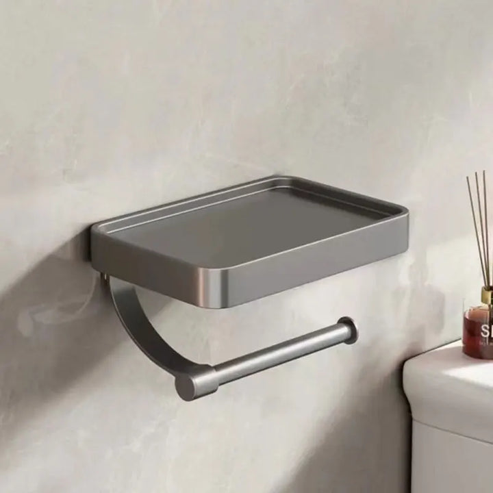 Stilvolles Badzubehör: Toilettenpapierhalter mit Ablage für Smartphone. Perfekt für moderne Bäder & WCs.