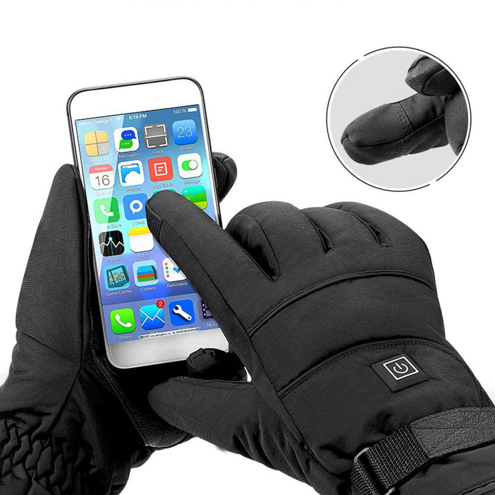 Robuste, wasserdichte beheizbare Handschuhe in Schwarz für maximale Wärme. Perfekt für Outdoor-Abenteuer im Schnee.