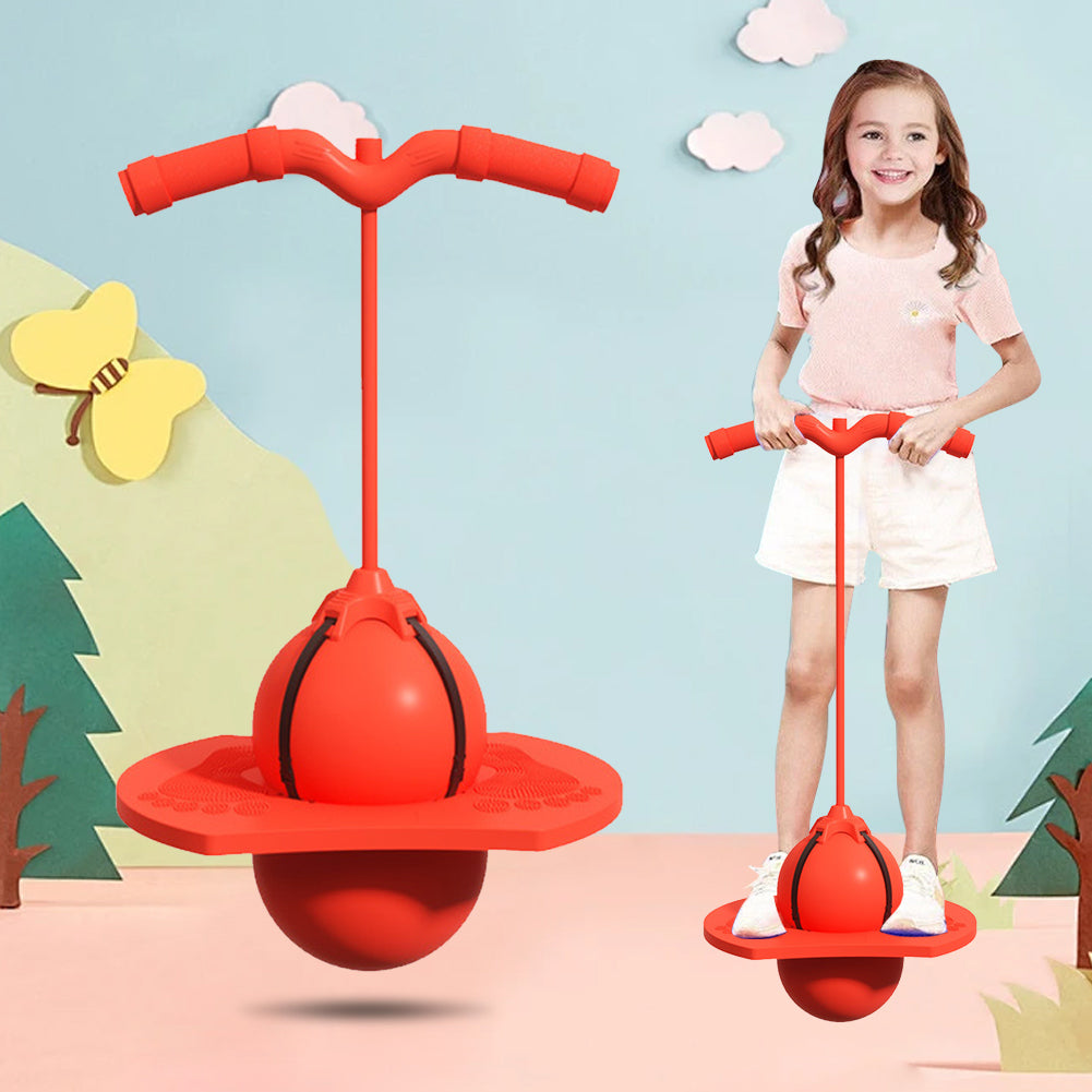 Lila Kinder Springball mit Tiermotiv & Griff. Robustes PVC Hüpfball-Spielzeug für aktive Bewegung.
