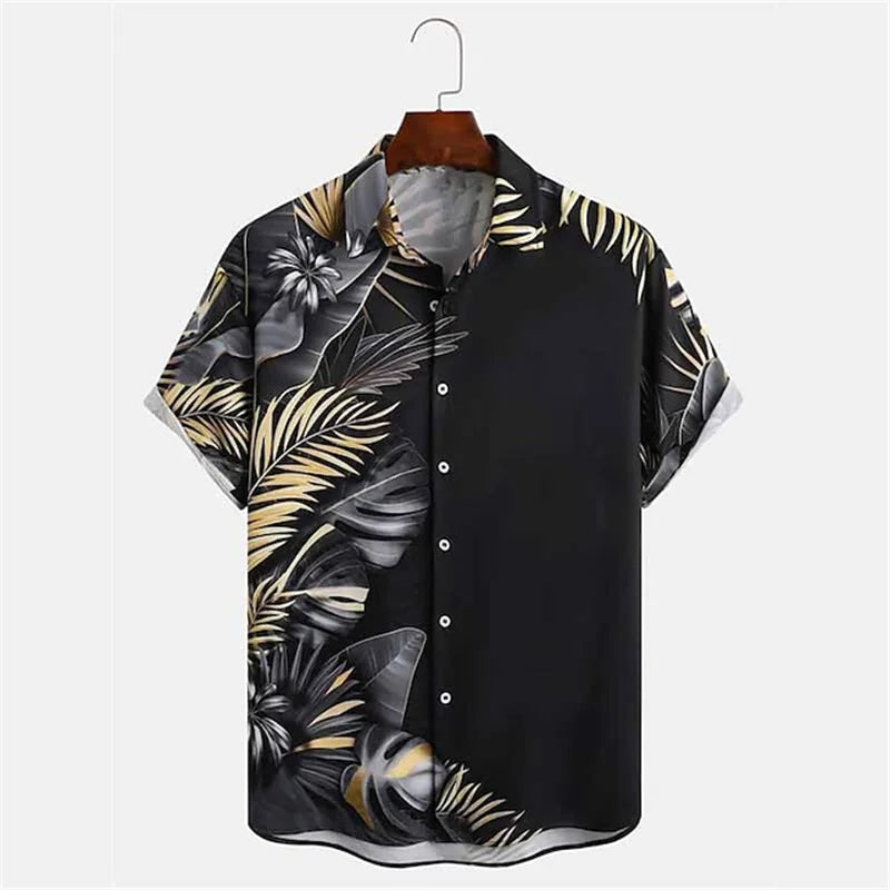 Komfortables Herren Print Shirt Übergröße, Hawaii-Stil, Kurzarm, ideal für Strand & Freizeit.