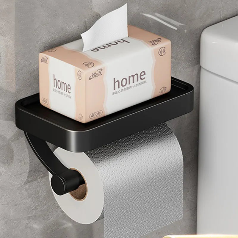 Hochwertiger Badezimmer Toilettenpapierhalter mit Ablage. Robustes Badaccessoire aus Edelstahl.