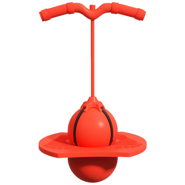 Roter Kinder Springball mit ergonomischem Griff. PVC Hüpfball für drinnen & draußen, Spaß an Bewegung & Spiel.