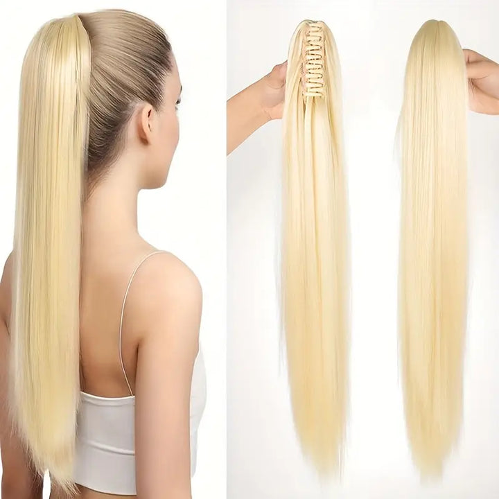 Glatte Pferdeschwanz Haarverlängerung Veloura 55cm, elegant & einfach für langes Haar.