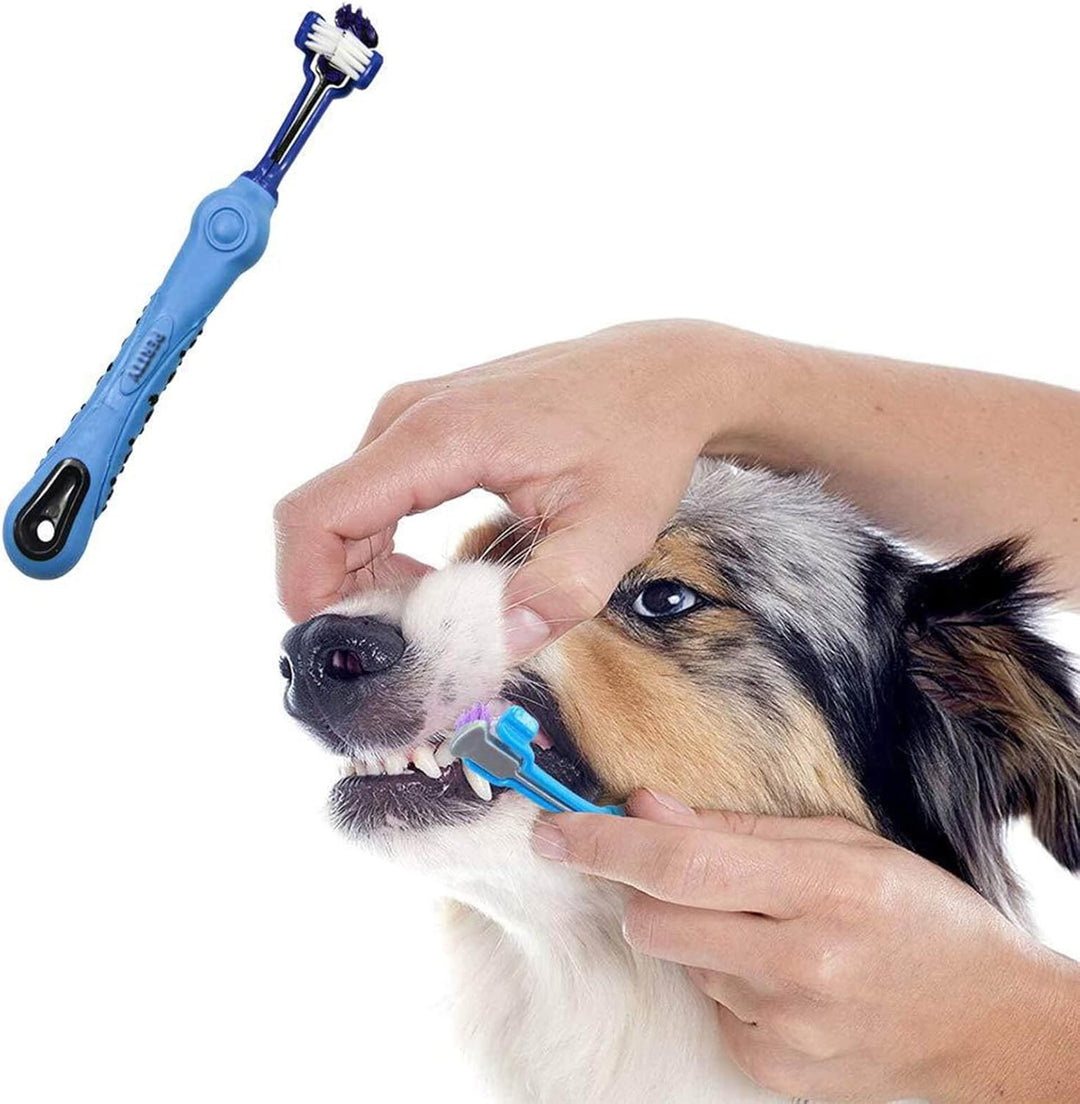Ergonomische Haustierzahnbürste (2er-Set) für einfache & effektive Zahnsteinentfernung bei Hunden & Katzen.