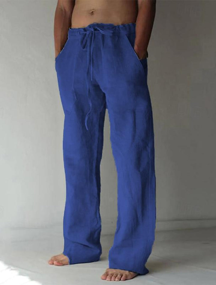 Modische Herren Leinenhose Elias, weiter Schnitt, ideal als Reisehose oder Strandhose im Sommer.
