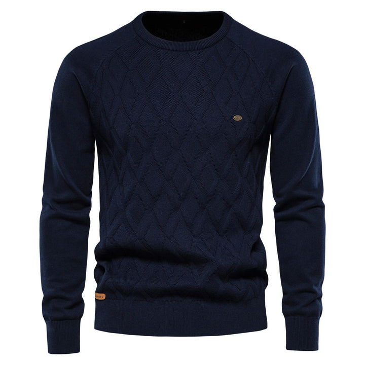 Klassischer und bequemer Herren Oxford Pullover in Blau. Idealer Langarmpullover für die kalte Jahreszeit.