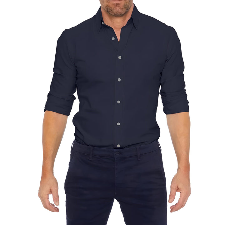 Herren Langarmhemd mit Reißverschluss, knitterfrei und elegant für Business & Freizeit. Pflegeleicht.
