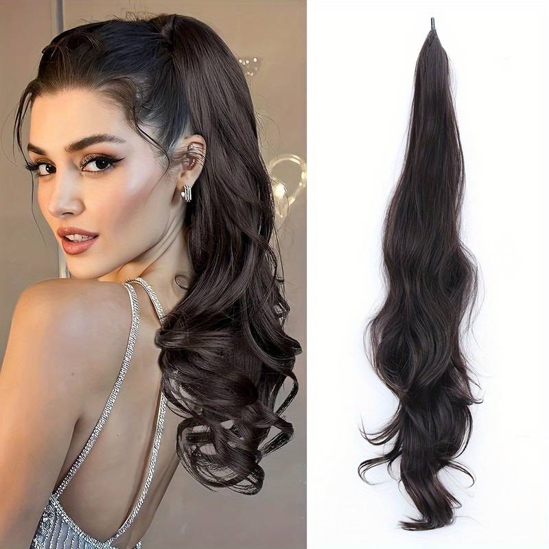 Damen Haar Accessoire: Flexibler Wrap-Around Pferdeschwanz. Ganzjähriges Volumen Haarteil.