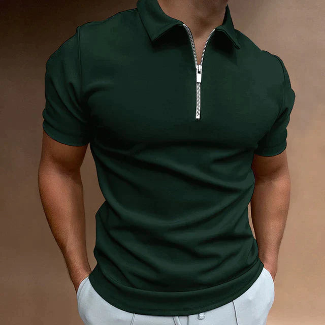 Modernes Herren Kurzarm Polo mit Reißverschluss, lässiger Schnitt, atmungsaktiv & vielseitig.