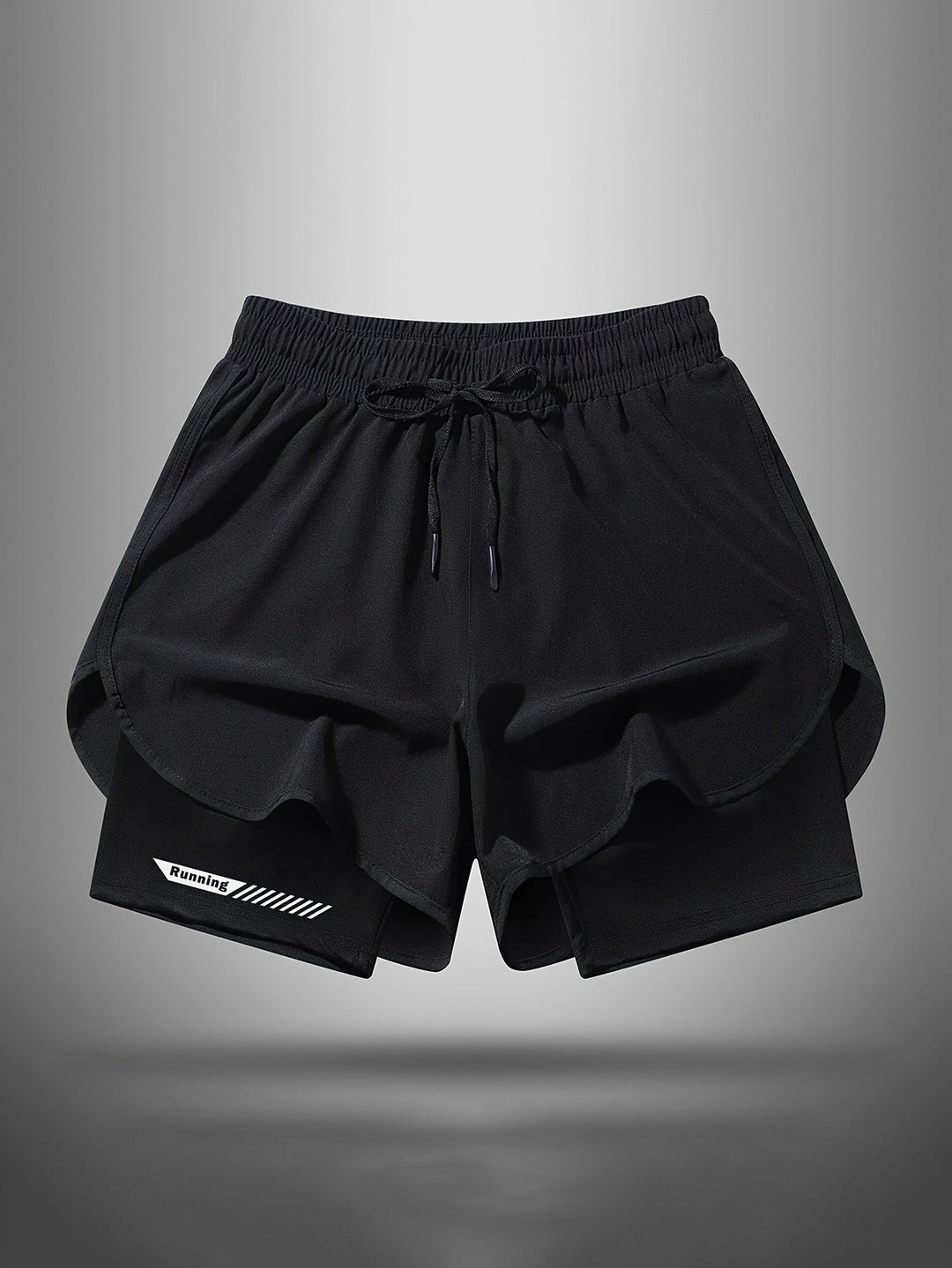 Moderne Herren Trainingsshorts 2-in-1, ideal für Sport und Athleisure, mit integrierter Kompressionshose.