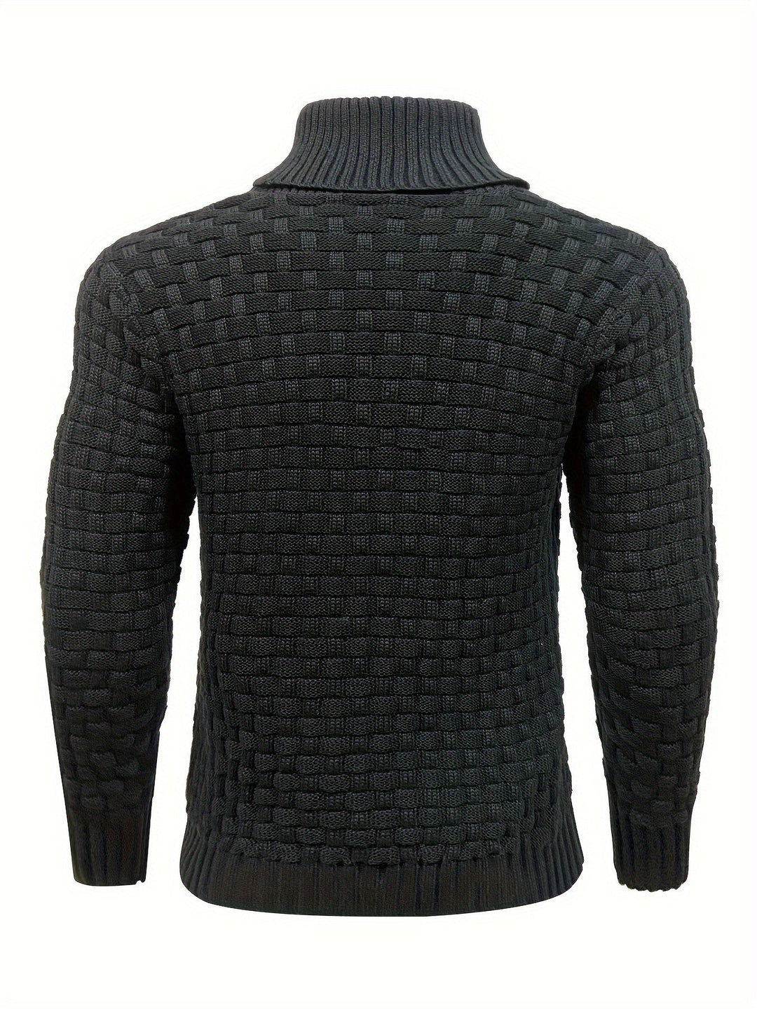 Eleganter Männer Pullover: Schalkragen, Waffelstruktur. Warmer Langarm für Wintertage.