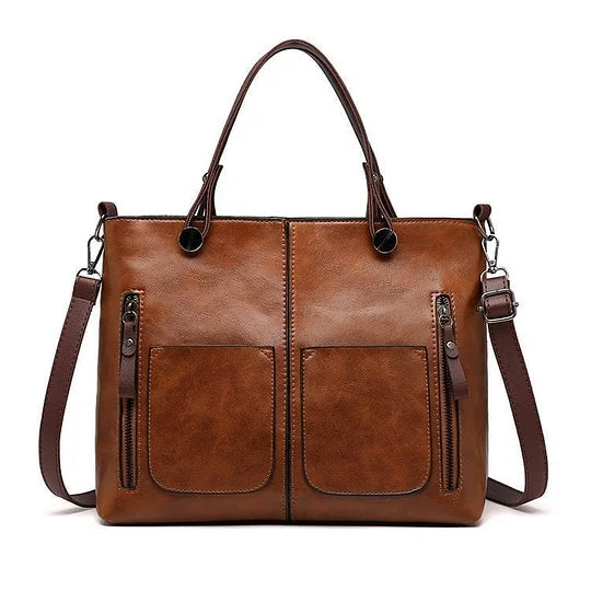 Vielseitige graue PU-Leder Schultertasche für Damen, mit verstellbarem Riemen und viel Stauraum.