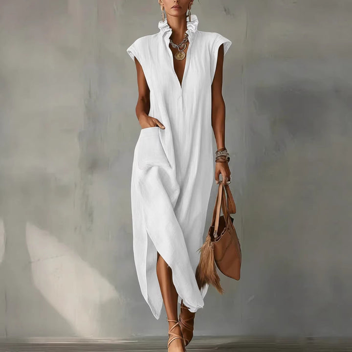 Damen ärmelloses Midi Hemdkleid in lockerer Passform, vielseitiges Sommerkleid für Freizeit & Alltag.