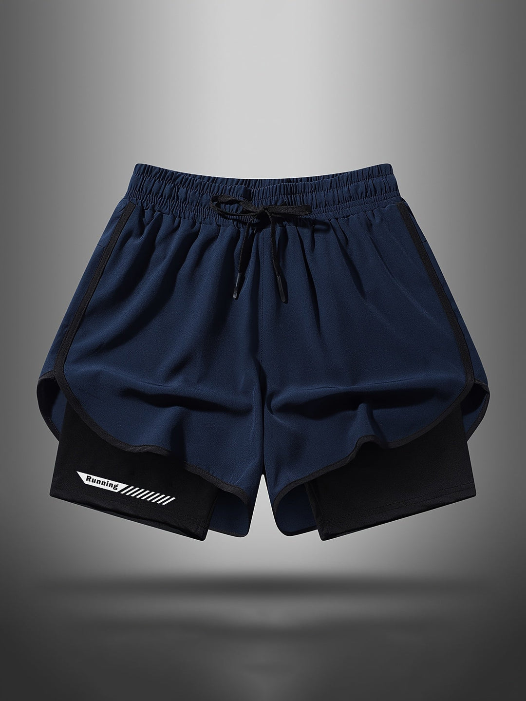 Funktionelle Herren Laufshorts 2-in-1, perfekt für intensives Training, Fitness & Jogging. Reflektierende Details.