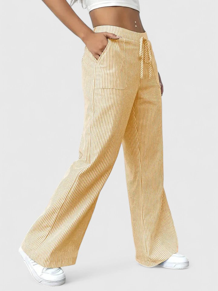 Bequeme & stilvolle Damen Wide-Leg Hose mit Elastikbund, weitem Bein & Taschen. Perfekt für Sommer & Freizeit.