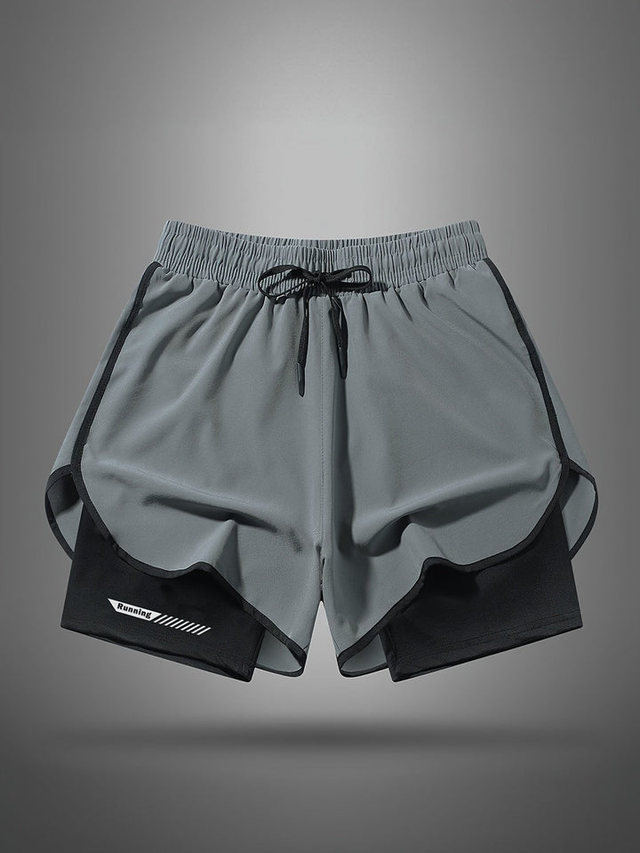 Herren 2-in-1 Laufshorts für Performance-Training und Komfort, reflektierend.