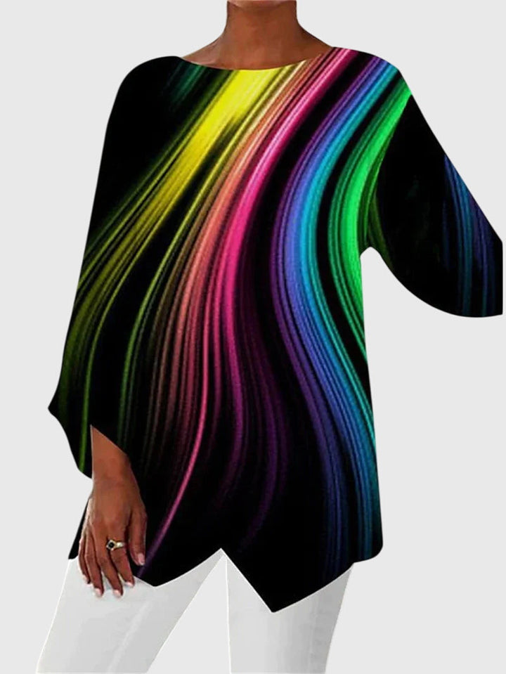 Stilvolles Langarmtop für Damen mit zartem Schmetterlingsmuster. Vielseitig kombinierbar für Frühling und Herbst.