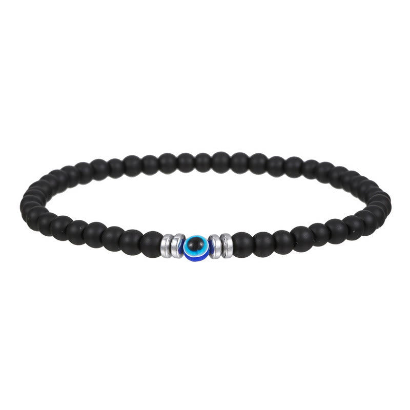 Elegantes 4mm Herrenarmband: Schwarzer Onyx, Tigerauge & Böses Auge – maskuliner Schutz.