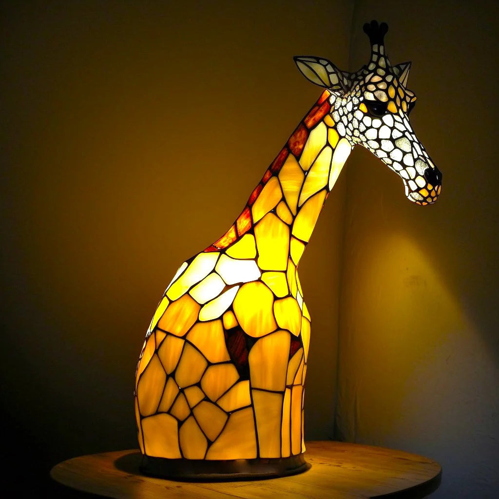 Kunstvolle Tierlampe im Buntglas-Stil, einzigartiges Akzentlicht, schöne Geschenkidee.