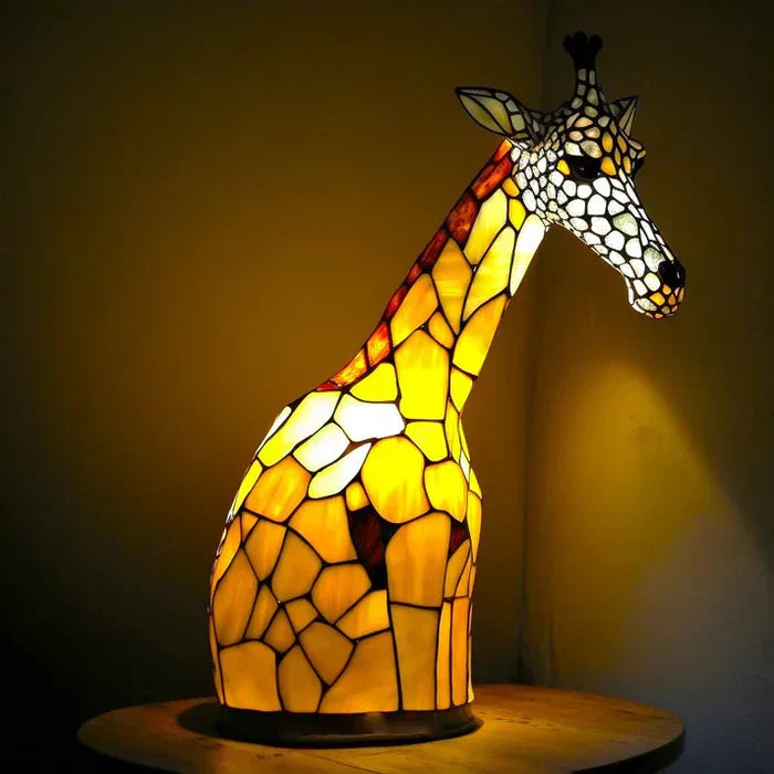 Farbenfrohe VitraFauna Buntglas Tierlampe, handgefertigte Tischlampe, einzigartiges Dekorationsstück.