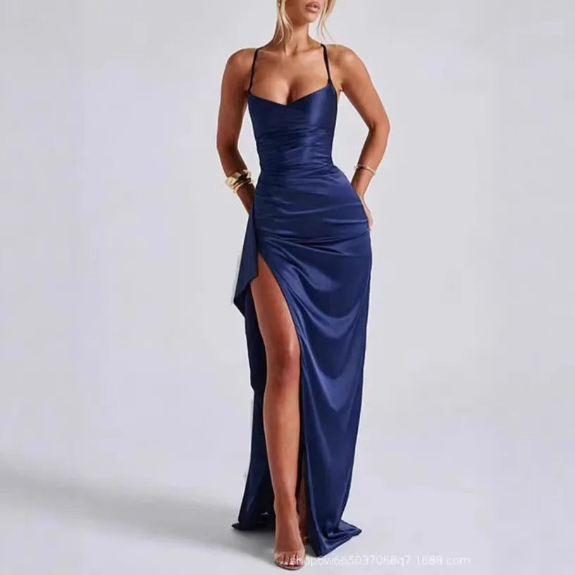 Trägerloses Bodycon Maxikleid für Damen, gerafft, mit Herzausschnitt. Schickes Festkleid, Gala oder Cocktail.