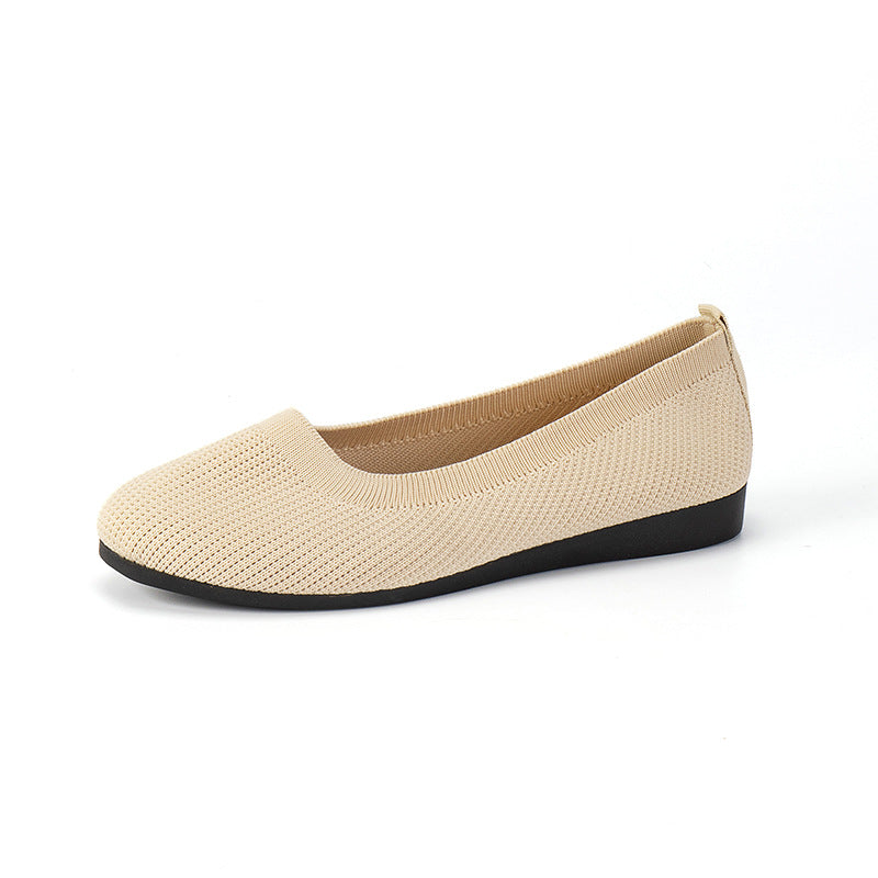 Nahaufnahme der Oberfläche der orthopädischen Damen-Ballerinas Mia, hochwertiges Material.